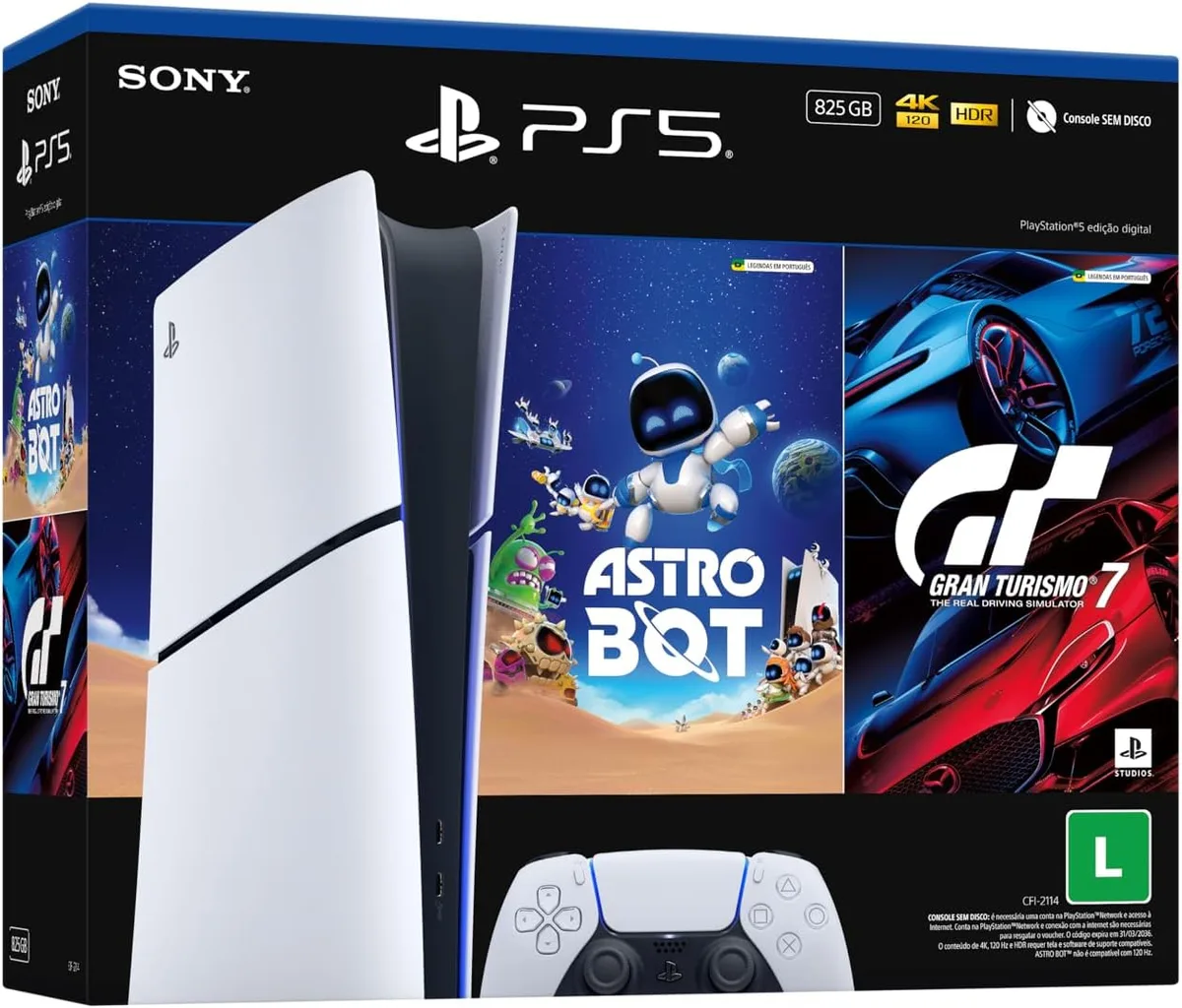 PS5 Slim Digital 825 GB + Astro Bot e Gran Turismo 7